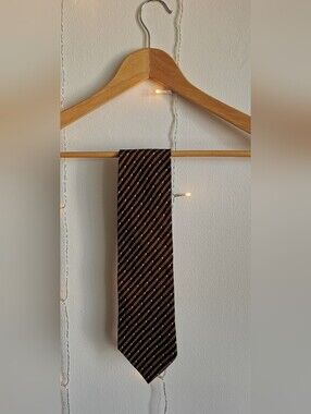 Hugo Boss Brown and Black Diagonal Stripe Silk Tie